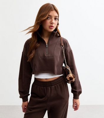 Half zip crop hoodie online