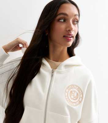 Girls Cream Beverly Hills Zipped Hoodie