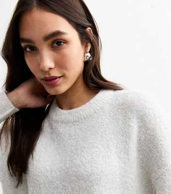 Pale Grey Bouclè Knit Jumper