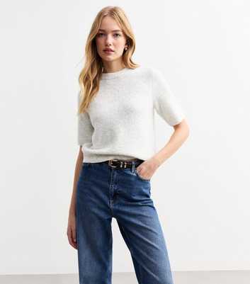 Pale Grey Bouclè Knit Top