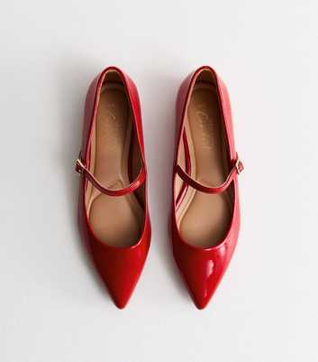 Red Patent Pointy Mary Jane Ballet Pumps