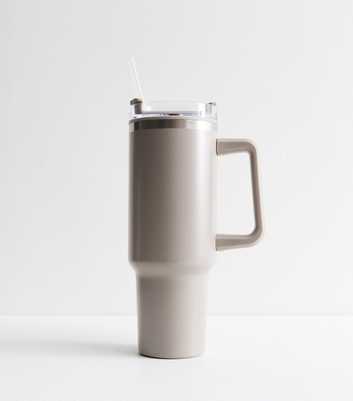 Grey Insulated 1L Straw Cup