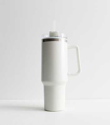 Cream Insulated 1L Straw Cup