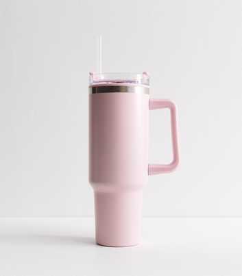 Pink Insulated 1L Straw Cup