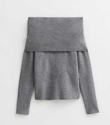 Petite Grey Bardot Jumper