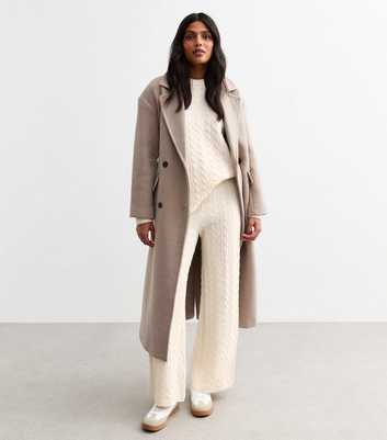 Off White Cable Knit Wide Trousers