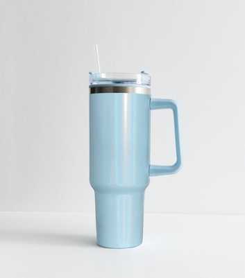 Shiny Blue Insulated 1L Straw Cup