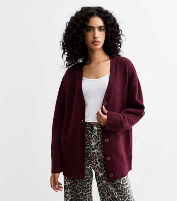 Burgundy Knit Button Up Cardigan