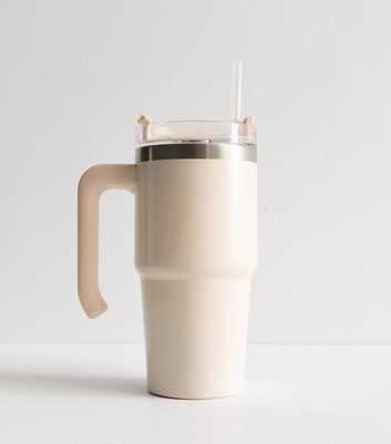 Cream 550ml Insulated Straw Drinks Cup