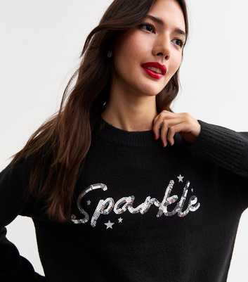 Black Christmas Sequin Sparkle Jumper 