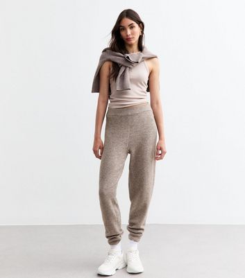 Mink Knitted Cuffed Joggers | New Look