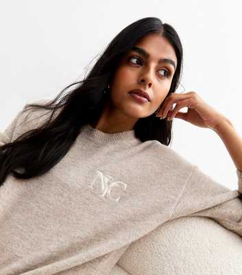 Brown NYC Embroidered Knit Jumper