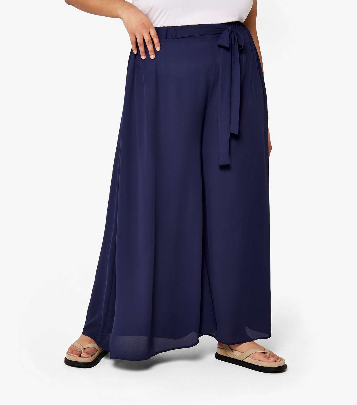 Women's Curve Wide Leg Trousers Apricot New Look
