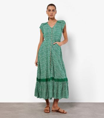 Apricot Green Polka Dot Maxi Dress | New Look