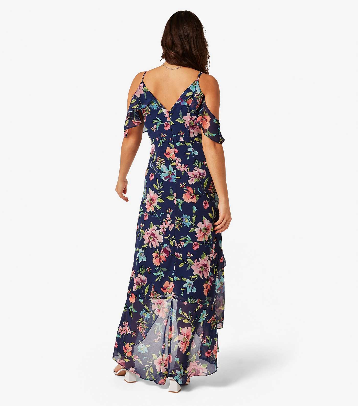 Apricot Blue Floral Print Maxi Dress Image 3