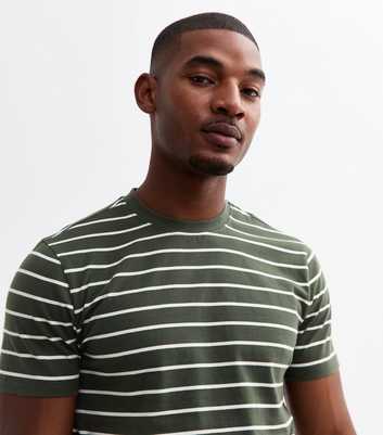 Green Cotton Striped Crew Neck T-Shirt