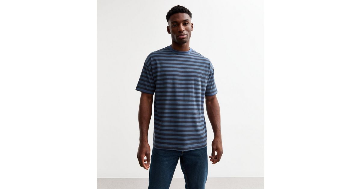 Striped Oversized Tee - Blue
