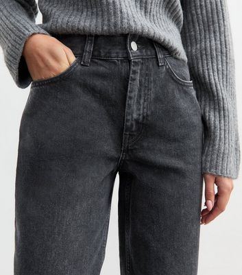 Black Denim Barrel Leg Jeans New Look