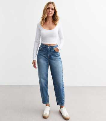Blue Denim Barrel Leg Jeans