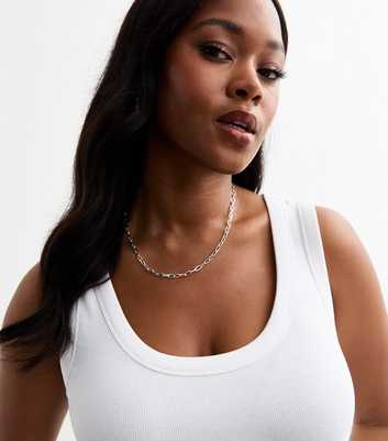 Curves White Wide Strap Scoop Neck Vest