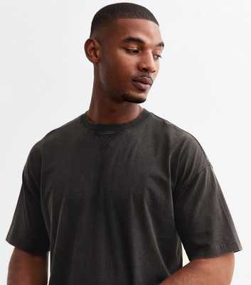 Black Oversized Washed Cotton Jersey T-Shirt