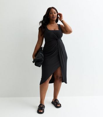 Missguided curve knot front midi dress hotsell