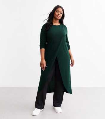 Curves Soft Touch Green Longline Wrap Top