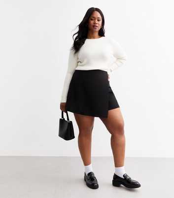 Curves Black Wrap Mini Skort