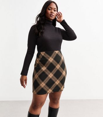 Checked high waisted pencil skirt best sale