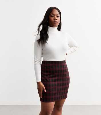 Curves Red Checked Mini Tube Skirt