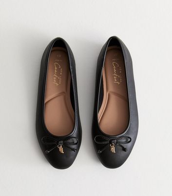 Wide Fit Black Bow Detail Ballet Pumps New Look