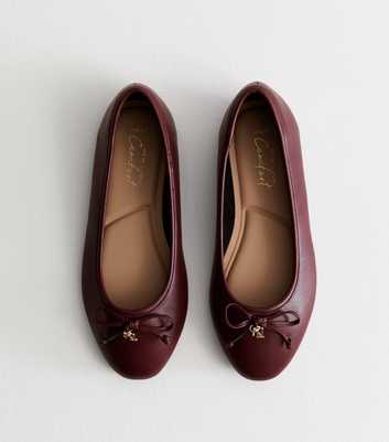 Wide Fit Burgundy Bow Detail Ballet Pumps