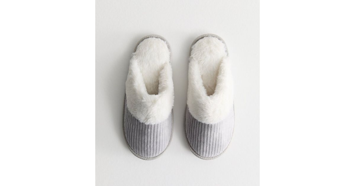 Black Faux Fur Mule Slippers main image 1