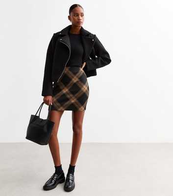 Black Checked Mini Tube Skirt