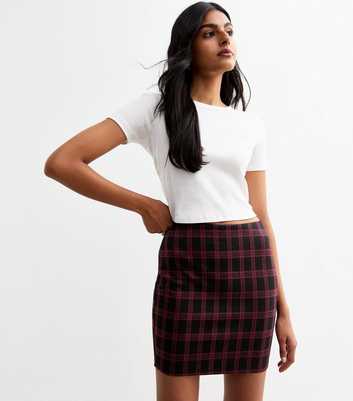 Red Checked Mini Tube Skirt