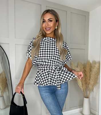 Missfiga Black Houndstooth Peplum Top 