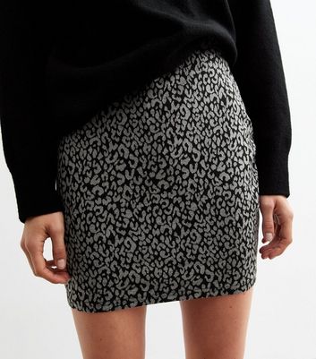 Black Leopard Print Tube Mini Skirt New Look