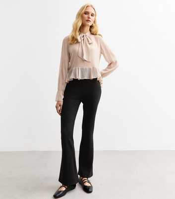 Black Floral Lace Flared Trousers