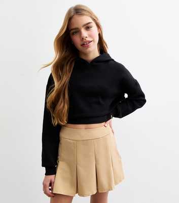 Girls Camel Pleated Skort