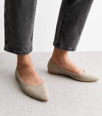 Grey Slip On Ballet Pumps New Look