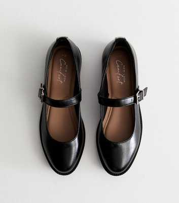 Black Leather-Look Mary Jane Shoes