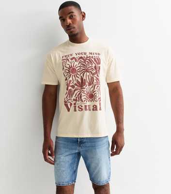 Off White Cotton Free Your Mind Print Oversized T-Shirt