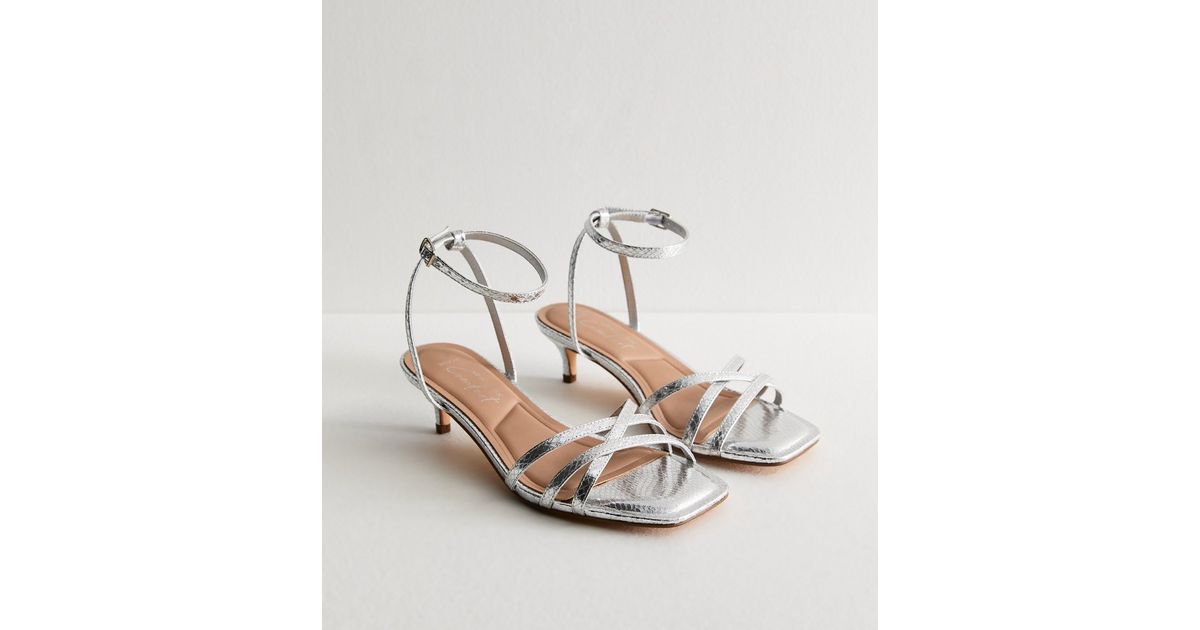 silver strappy heels wide fit
