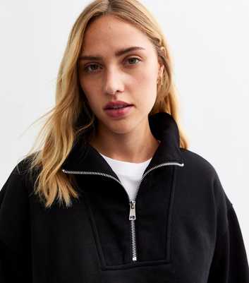 Black Jersey Half Zip Sweatshirt 