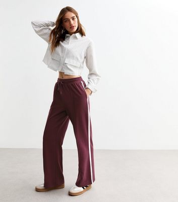 Burgundy joggers outfit womens sale