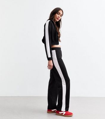 Black striped joggers on sale