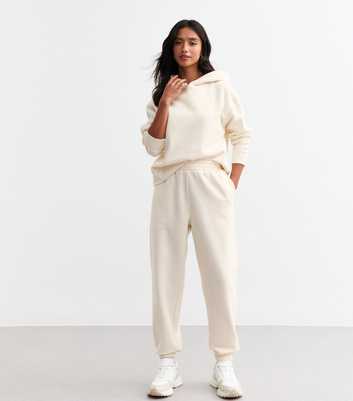 Petite Off White Elasticated Waist Cuffed Joggers