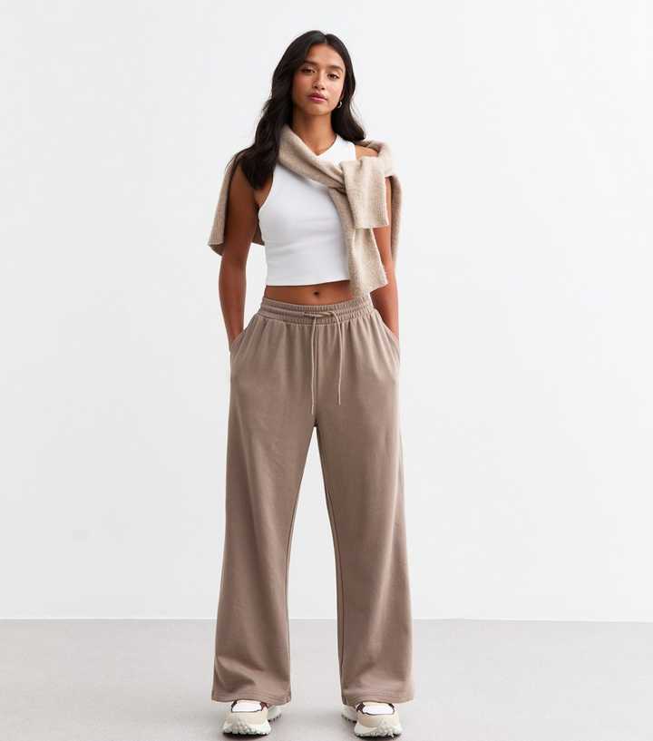 Petite Brown Lightweight Wide Leg Joggers