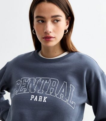 Blue Central Park Slogan Cropped Sweatshirt New Look