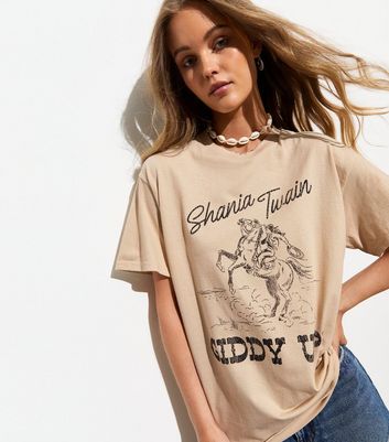 Off White Cotton Shania Twain Print Oversized TShirt New Look